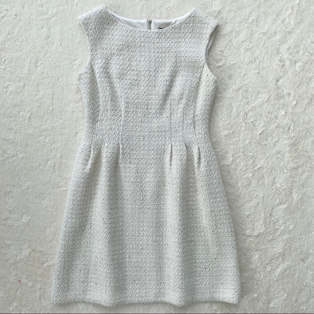 Vince Camuto cream metallic gold tweed dress 6